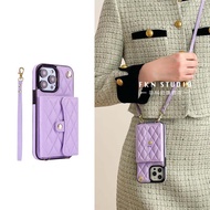 เคสโทรศัพท์มือถือแบบสะพายข้างหรูหราพร้อมสายคล้องคอ 6 สี สำหรับ Apple iPhone 16 15 14 pro Max 14 pro 