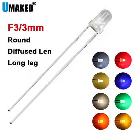 1000pcs 3mm Foggy LEN long leg LED round lamps diodes chip light beads F3 led Emitting diodes WW/W/R