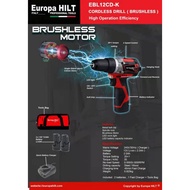 EUROPA HILT BRUSHLESS CORDLESS DRILL  EBL12CD-K FULL SET