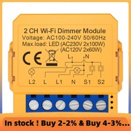 Tuya WiFi Smart Dimmer Switch Module 2CH Control LED Lights Dimmable Switch Stepless Dimming+Voice C