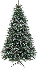 6Ft Pre-Decorated Alpine Christmas Pine Tree, Hinged PVC Encryption With Pinecone Xmas Tree Metal Stand Decorated Trees-c 6Ft(180cm) The New