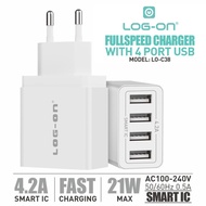 LOG ON BATOK 4USB 4.2A LO-C38 21W FAST CHARGING ADAPTOR CHARGER