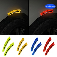 [AME]-2Pcs Car Wheel Eyebrow Universal Anti-collision Reflective Warning Glossy Car Fender Protector Wheel Arch Mouldings Sticker Vehicle Supplies