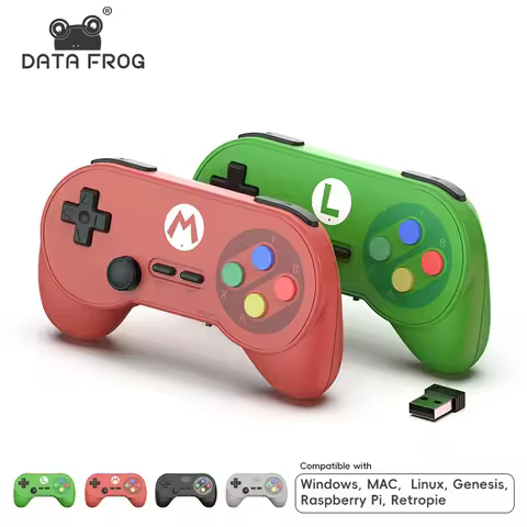 Data Frog PC07 Retro Wireless Gamepad, Plug & Play Controller with Dual USB Receiver for PC, Android