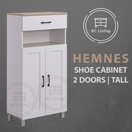 [KCL] Hemnes 2 Doors 1 Drawer Shoe Cabinet / 8 Layers / White / Scandinavian / Almari Kasut 2 Pintu 