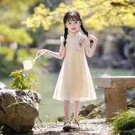 Selling Over 10,000 Girls Cheongsam Summer Chinese Style Dress 2023 Fashionable Children Princess Ha