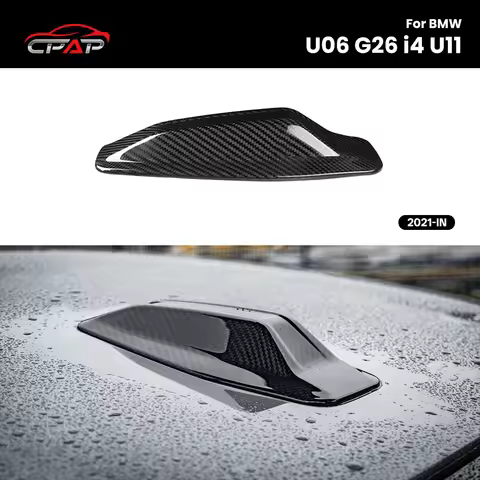 Real Dry Carbon Fiber Car Shark Antenna Cover Trim Sticky Style For BMW U06 G26 i4 U11 2021-IN