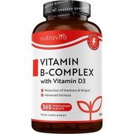 High Dose Vitamin B Complex Contains D3-365 Tablets (1 Year) -Contains Biotin, Folic Acid, Methyl Co