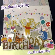 立體賀卡 Winnie The Pooh 生日卡 燙金邊 小熊維尼 Piglet Disney 維尼熊 迪士尼 小熊维尼 立體生日卡 小豬 Eeyore 氣球 Happy Birthday Card 