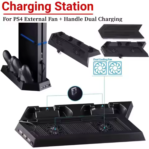 For PS4 Vertical Stand and Cooling Station Dual Controller Charger Station Dock Charging Station Doc