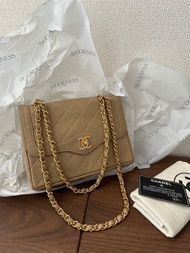 中古包 CHANEL CF Double Flap 巴黎限定奶茶色小方胖