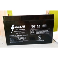 VRLA DRY BATTERY 6V 7Ah ZEUS MF VRLA DRY BATTERY (TOY CARS, UPS AND OTHERS)