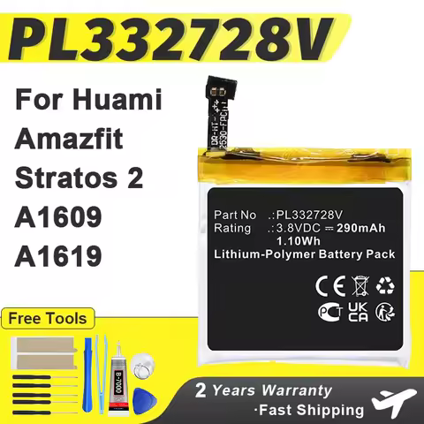 PL332728H Battery For Huami Amazfit Stratos 2 A1609 A1619 High Quality Watch Bateria + Tools