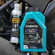 Fast Ship Out Combo DashOil H500 15w50 Engine Flush Premium 200ml & Semi 15W 50 4T 1 Liter Minyak En