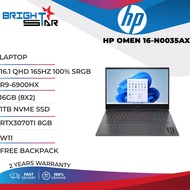 LAPTOP HP OMEN 16-N0035AX (16.1 QHD 165HZ 100% SRGB / R9-6900HX / 16GB (8X2) /1TB NVME SSD / NVIDIA 