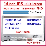 14 Inch IPS Laptop LCD Screen NV140FHM N47 NV140FHM-N47 N140HCE-G52 B140HAN03.3 B140HAN05.0 LP140WF7