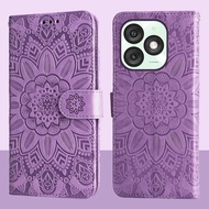 Magnetic Leather Wallet Flip Case For Itel A50 A667L Embossed Sunflower Phone Cover