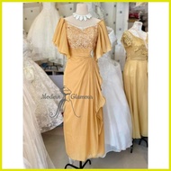 ♟ ☃ ✑ MATTEGOLD COLOR MOTHER DRESS FOR WEDDING, FORMAL EVENTS GOWN, NINANG GOWN