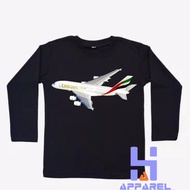 CHILDREN'S CLOTHES, CHILDREN'S T-SHIRT, AIRBUS A380 EMIRATES PLANE, LONG SLEEVE