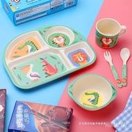 Bamboo Fiber Children's Dinner Plate Compartment Plate Boys Girls Tableware Set Eating Bowl Dinner P