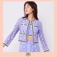 [asv ss23] Bloomsberry Eyelet Jacket เสื้อแจ็คเก็ตผู้หญิง แขนยาว แต่งกระเป๋าหน้า แต่งเทปที่ด้านหน้าแ