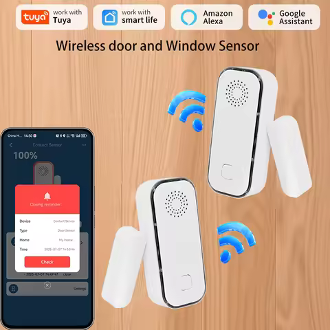 Tuya WiFi Door Window Sensor Smart Home Security Alarm System Open Close Detector Works with Alexa G