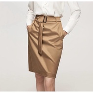 G2000 Women's Brown Skirt With Belt For Work