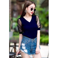 Toply shop COD korean knitted top combi Blouse