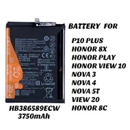 For HW P10 Plus P10P / Nova 5T / Honor8X / Honor View10 V10 / Nova3 / Nova4 Battery HB386589ECW @ 37