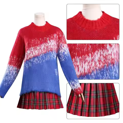 Movie Wednesday Season 2 Cosplay Halloween Fashion Sweater Dress Sock Set Carnival Party New Men s;3