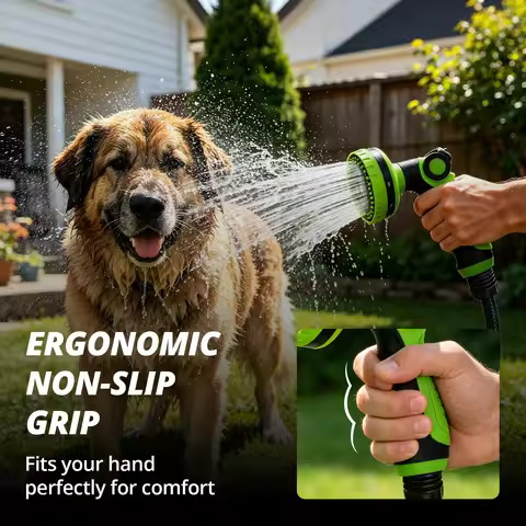 High-Pressure Water Spray Gun for Pet Bathing - Cat Dog Shower Gun with 8 Spray Patterns Adjustable