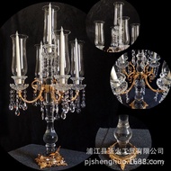 Ornament Candle Holder Manufacturer Candle Holder Crystal Five-Head European Style Room Cafe Hotel W