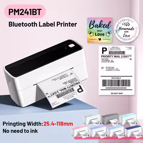 Phomemo PM241 BT Shipping Label Printer Bluetooth Wireless Thermal Label Printer Compatible with iPh