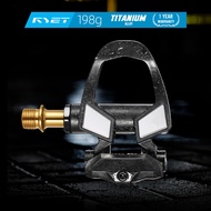 RYET 198g Ultralight Carbon Fiber Road Bike Pedals CNC Titanium Spindle DU+3 Sealed Bearings 6° Floa