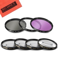 72mm 7 Piece Filter Set includes 3 PC Filter Kit (UV-CPL-FLD-) and 4 PC Close Up Filter Set (+1+2+4+