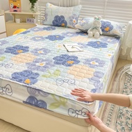 【Include 2 Pillowcase】Mattress Topper 3 IN 1 Quilted Sheets set Soft Breathable Mattress Cover Fitted Sheet Thickened Cotton Dust Protector