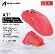 VXE Attack Shark X11 Wireless Mouse Paw3311 22000DPI Buletooth Three Mode Rgb Charging Dock Lightwei