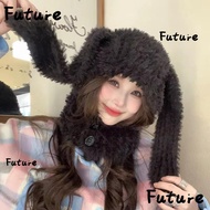 FUTURE Balaclava Caps, Long Ears Ear Protection Plush Bomber Hats, Warm Winter Autumn Hats