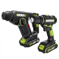 停✅全新行貨|多區門市交收 WORX 18mm無碳兩用電錘＋13mm無碳電鑽 孖批套裝 WU938 (20V 油壓鑽+電鑽)