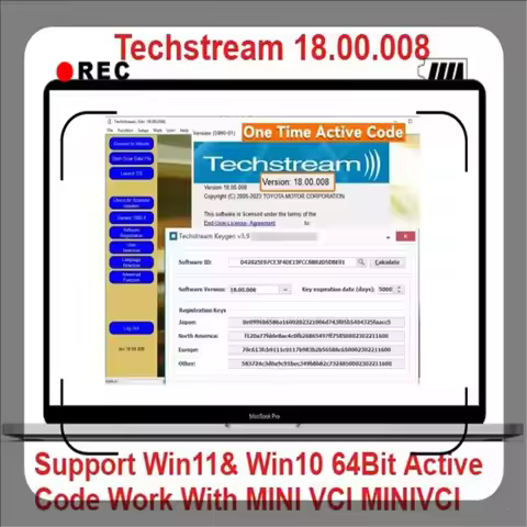 Latest Version For TOYOTA TIS Techstream 18.00.008 Software Link and Active Code Work with MINI VCI 