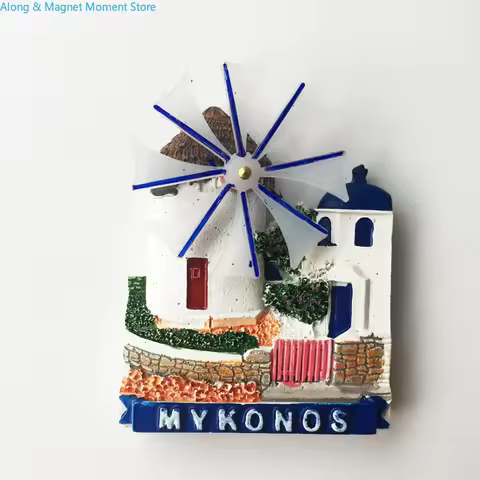 Greece Aegean Mykonos Island 3D windmill house tourist souvenir magnetic sticker refrigerator sticke