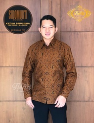 Kemeja Batik Pria Lengan Panjang / Sidomukti Sogan / Batik Solo Katun Primisima / Kemeja Batik Pria 