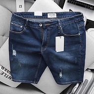 SHORT JEAN XANH ĐẬM RÁCH NHẸ BIG SIZE NAM TỚI 130KG