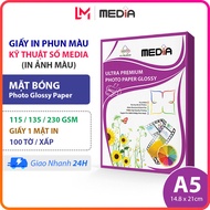 Giấy In Ảnh Media A5 Bóng 1 Mặt In 115/135/230gsm 100 Tờ Giấy Ảnh Glossy Photo Paper 15x21 Giấy In P