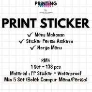 Sticker Perisa Aiskirm Malaysia 138pcs (1 Set) Waterproof Sticker Murah