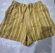 Uniqlo 日系 棉麻短褲 五分褲 寬鬆 休閒 鬆緊褲頭