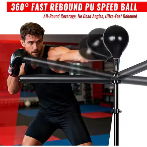 INNOLIFE Adjustable Freestanding Boxing Bag for Adults, Cobra Bag Punching Trainer with Speed Bag St