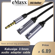 Kakusiga headphone audio splitter adapter cable 1to2 3.5mm male jack to 2 female jack compatible for headphones speakers