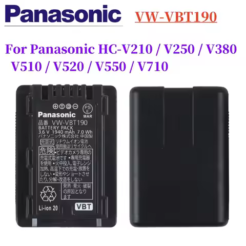 Original VW-VBT190 Battery for Panasonic HC-V210 HC-V250 HC-V380 HC-V510 HC-V520 HC-V550 HC-V710