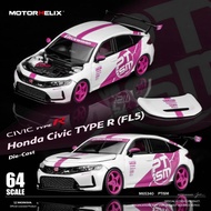 [READY STOCK] MotorHelix 1/64 Honda Civic Type R FL5 PTiSM Teckwrap White Pink Diecast Model Car M65